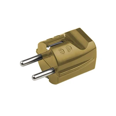 Afbeelding van Meister Veiligheidscontactstekker kunststof goud 250 V 16 A maximale kabeldoorsnede 2,5 mm² IP20 binnen rechte invoer/geaarde stekker met trekontlasting / 7421060