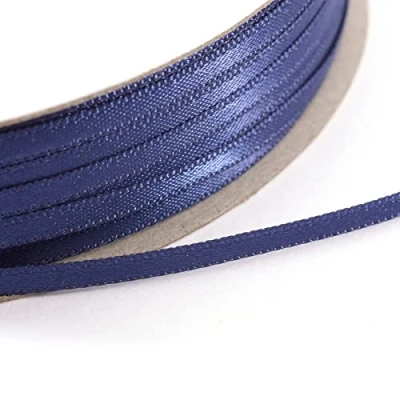 Afbeelding van Vaessen Creative Satijnen lint, marine, 3mm x 100m dubbelzijdige glans voor het maken van kaarten, plakboeken, geschenkverpakking en andere knutselprojecten, donkerblauw