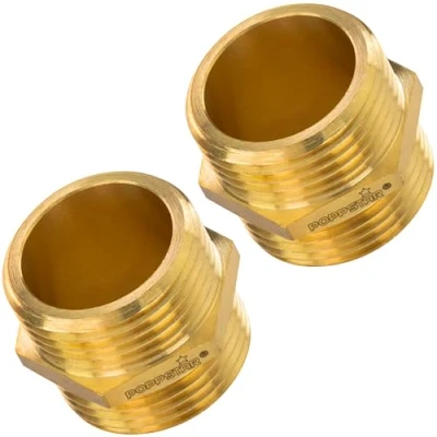 Afbeelding van Poppstar Messing Dubbele Insteeknippel 3/4 Inch met Zeskant, 1 stuk