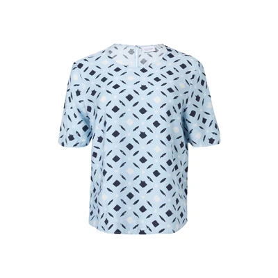 Afbeelding van comma casual identity Blouse blauw / nachtblauw wit