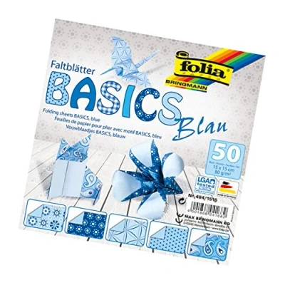 Afbeelding van Vouwbladen 15x15cm 80g 10x5 ass. basics blauwVouwbladen blauw