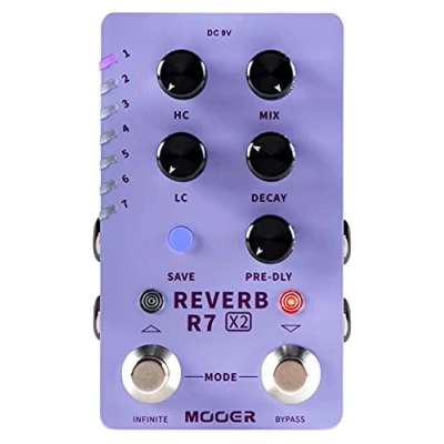 Afbeelding van Mooer R7 X2 reverb stereo effectpedaal met 14 types