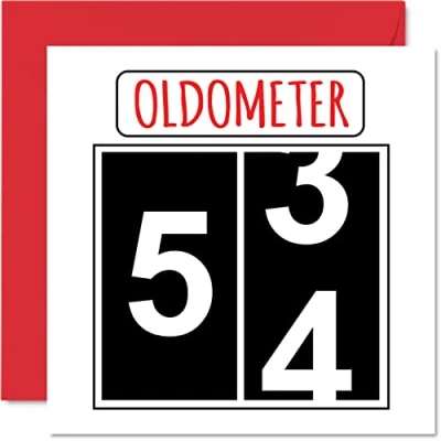 Afbeelding van Leuke 54e verjaardagskaarten voor mannen vrouw Oldometer Happy Birthday Card papa mama opa oppas oma oom tante neef vriend, 145mm x wenskaarten, verjaardagskaart