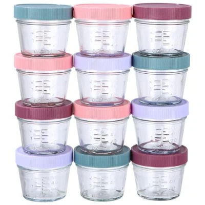 Afbeelding van PERMUST 12 stuks babypap, invriezen containers, glas, extra voeding, babyaccessoires, 60 ml, magnetron, babyvoeding, lekvrije bewaarcontainer, babyvoeding bewaren