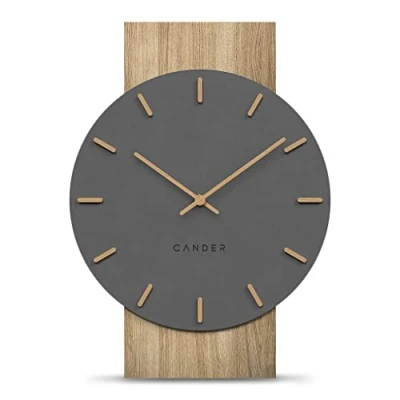 Afbeelding van Cander Berlin MNU 2630 Z Wandklok, geruisloos, 41 cm, zonder tikkende geluiden, woonkamer, modern, vintage, grijs/zwart, houten wijzer
