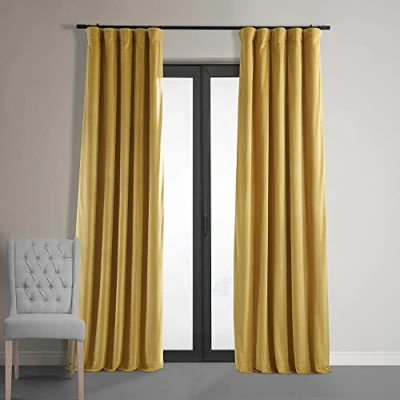 Afbeelding van HPD Half Price Drapes VPCH P Signature Verduisteringsgordijn van fluweel (1 gordijn), polyester, Fool&#039;s Gold, 50 x 84