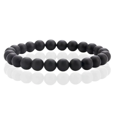 Afbeelding van Natuursteen Armband met 8mm Kralen Memphis Matte Onyx