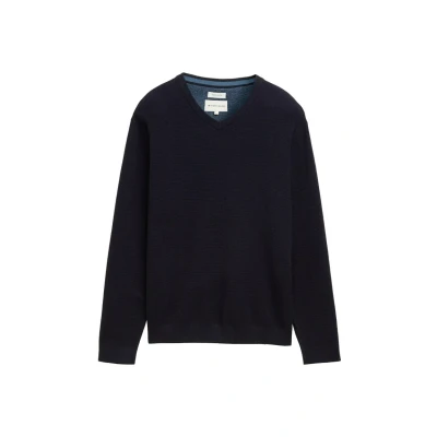 Afbeelding van TOM Tailor MIT Vausschnitt Trui, Heren, Maat: Large, Knitted navy melange