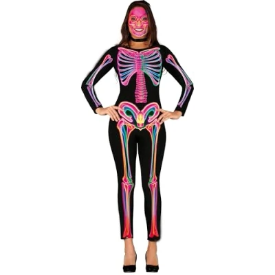 Afbeelding van Neon Jumpsuit Zwart Skelet Vrouw Maat M