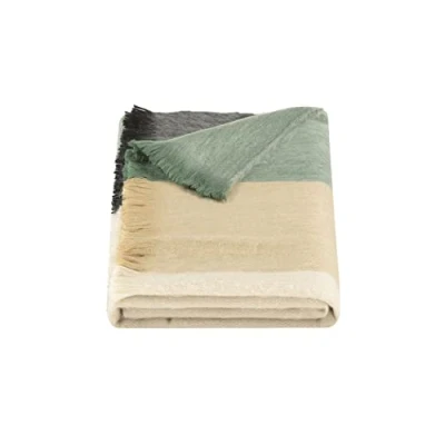 Afbeelding van Alpaca Loca ScarfStripedMintBeigeBlack Sjaal, Multicolor, One Size, Meerkleurig, Eén Maat