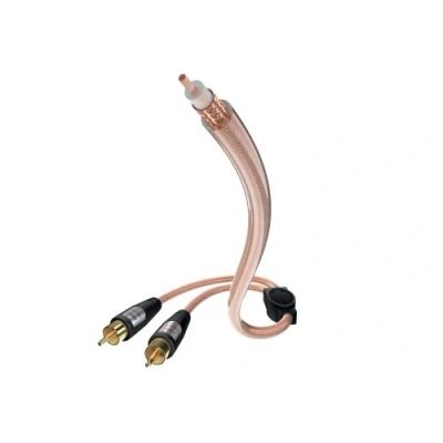 Afbeelding van inakustik 0030825 Star Y subwooferkabel, hoogwaardige subwooferkabel met 6,0 mm kabeldiameter, 5,0 m in transparant, dicht afschermvlechtwerk tegen externe storingen, vergulde contacten
