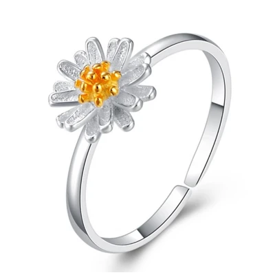 Afbeelding van N3 Collecties 925 sterling zilveren verstelbare bloemring voor dames
