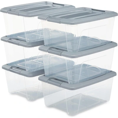 Afbeelding van IRIS New Topbox Opbergbox 15L Kunststof Transparant/Zilvergrijs Set van 6