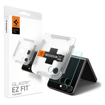 Afbeelding van Screenprotector Samsung Galaxy Z Flip 7: Spigen EZ Fit Glas.tR met installatietray 1 pack