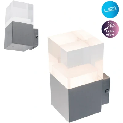 Afbeelding van näve Ledwandlamp voor buiten Leah Roestvrij staal / kunststof in blank metaal/opaal incl. 15x led warmwit IP44 (1 stuk)