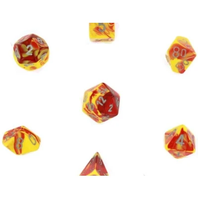 Afbeelding van Chessex Gemini Red Yellow/silver Polydice Dobbelsteen Set (7 stuks)