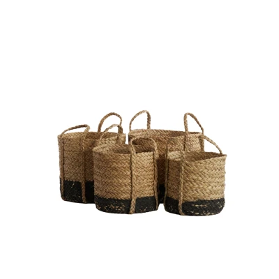 Afbeelding van Light&amp;living Mand S/4 max Ø35x32 cm GEFEN naturel+mat zwart