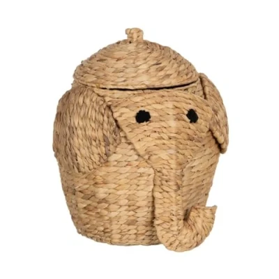 Afbeelding van Mand Olifant Zwart Beige Natuurlijke Vezel 38 x 42 cm