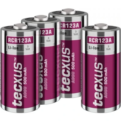 Afbeelding van Tecxus RCR123 Akku 500 mAh, 4 Stk. im Karton Lithium Ionen (Li Ion), 3,2 V