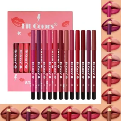 Afbeelding van Baorder 12 Kleuren Matte Lip Liner Potlood Set,Creamy Velvet Lipstick, One Step Lips Makeup Kit, Fit Colors Long Lasting Waterproof Smooth High Pigmented Pencil voor dagelijks gebruik