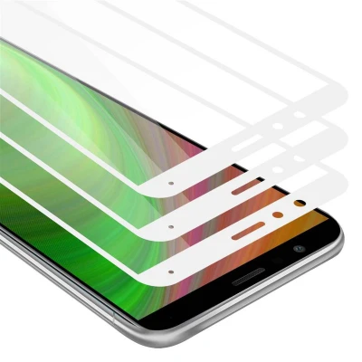 Afbeelding van Cadorabo 3x Screenprotector geschikt voor Honor 7X Volledig scherm pantserfolie Beschermfolie in TRANSPARANT met WIT Getemperd (Tempered) Display beschermend glas 9H hardheid 3D Touch