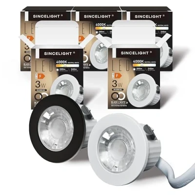Afbeelding van SINCELIGHT MINI Inbouwspot, Kleine Downlight voor 35 40mm Gaten in Plafond/Kast/Vitrine, MR11 Vervangingen, Witte en Zwarte Ring Vervangbaar, IP65 Waterdicht, Neutraal Wit 4000K, RA≈92, Set van 5