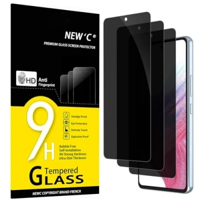 Afbeelding van NEW&#039;C 3 Stuks, Privacy Screenprotector voor Samsung Galaxy A53 5G, gebalanceerde 35 graden privacyhoek met oogbescherming, ultraduurzame 9H hardheid, bubbelvrij