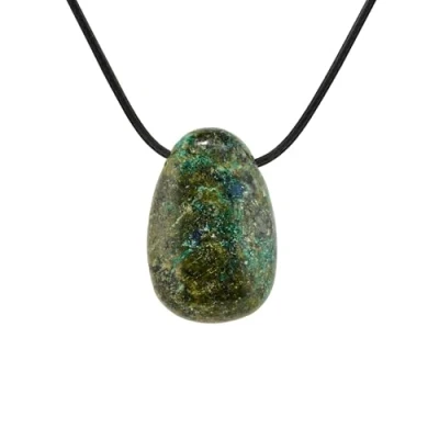 Afbeelding van PURAJA edelsteen hanger van echte natuursteen: chrysocol kristallen ketting met druppelhanger incl. elegant koord premium helende steen / gelukssteen hoogwaardige mineralen,