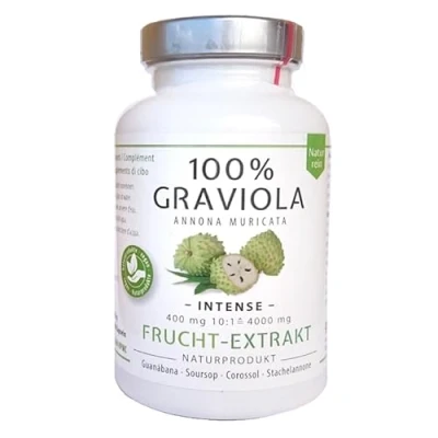 Afbeelding van 100% SOURSOP Fruit Extract, 4000 mg, 10:1, High Dose, 180 Capsules of 400 No Pesticides, Additives, Flow Aids