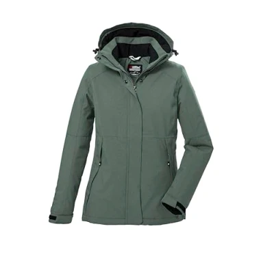 Afbeelding van killtec KOW 37 WMN JCKT, 39702 000, functionele jas voor dames, outdoorjas met afritsbare capuchon, groengrijs, maat 44