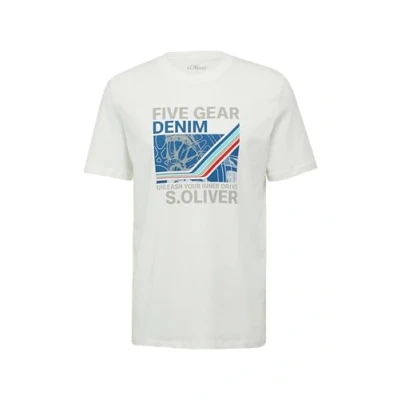 Afbeelding van s.Oliver MIT Artwork UND Front Tshirt print, Heren, Maat: Medium, Weiß