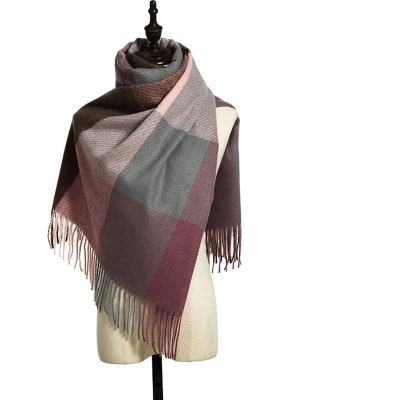 Afbeelding van Sjaal Lattice Weave Roze + Coffee