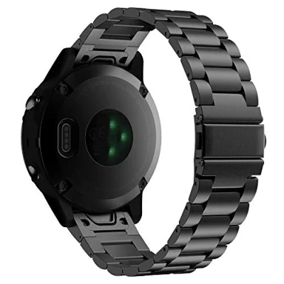 Afbeelding van MoKo Bandje compatibel met Garmin Fenix 7/6/6 Pro/5/5 Plus/Epix Gen 2/Forerunner 945/935/Approach S62/S60/Instinct 2/MARQ, 22 mm Quick Fit vervangende horlogeband van roestvrij staal, zwart