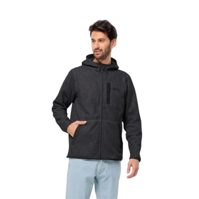 Afbeelding van jack Wolfskin Jkt M met capuchon van fleece voor heren, Zwart, XS