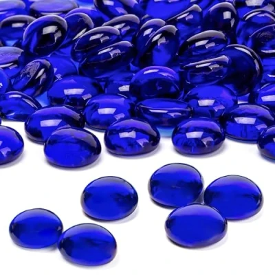 Afbeelding van ARSUK Glas Pebbles Decoratieve Stenen Kralen Nuggets Edelstenen Mozaïek Tegels voor Vazen Ambachtelijke Tuin bruiloften, mozaïeken Bowls Aquarium (170 180 blauwe kiezelstenen)