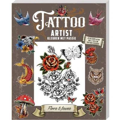 Afbeelding van Tattoo Artist kleurboek Flora &amp; fauna (Paperback)