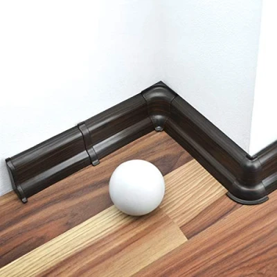 Afbeelding van [DQ PP] PVC bevestigingspunt links voor plinten in laminaat look, 52 mm, wengé