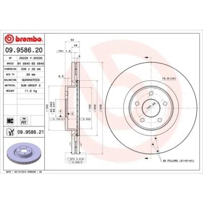 Afbeelding van Brembo Remschijf 09.9586.21