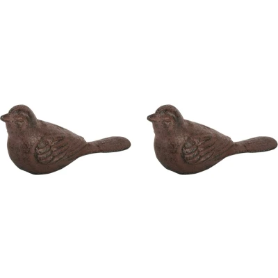 Afbeelding van Esschert deurstopper vogel 2x 0.45 kg gietijzer bruin 14 x 5 7 cm Deurstoppers