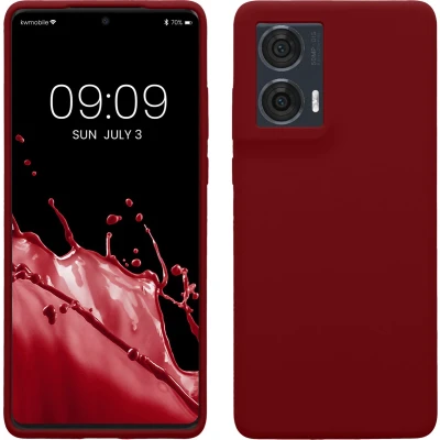 Afbeelding van kwmobile telefoonhoesje geschikt voor Motorola Edge 50 Fusion Hoesje met siliconen coating Smartphone case in rabarber rood