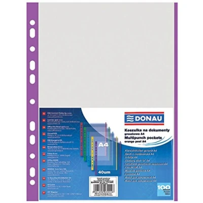 Afbeelding van DONAU 1774100PL 23 brochurehoezen, PP, A4, generfd, 40μm, violet rand, 100 stuks Violett Rand