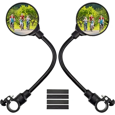 Afbeelding van fietsspiegel, HD, 2 stuks, convexe acrylspiegel, universeel, 360 rotatie, voor stuur, 22 30 mm, fietsspiegel e bike