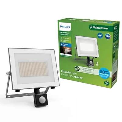 Afbeelding van Philips Lois floodlight UltraEfficient LED Zwart 15W Helder warm licht; 3000K Bewegingssensor Verstraler