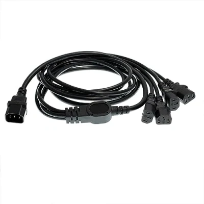 Afbeelding van HT kabel UPS PDU computer PC stroomverdeler C14 tot 4 x C13 10A 250V verlengkabel (1,8 m)
