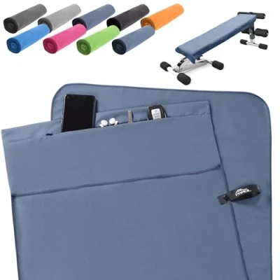 Afbeelding van Pameil Fitness handdoek, 120 x 50 cm, gymhanddoek met ritssluiting, compact en sneldrogend, sporthanddoek voor de sportschool, marineblauw