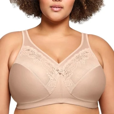Afbeelding van Full Figure Plus Size MagicLift Minimizer Bra Draadloos #1003, Vlees, 85F