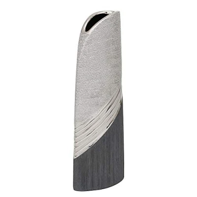 Afbeelding van Dekohelden24 Elegante moderne decoratieve designer keramische vaas in zilver grijs hoog, zilvergrijs, 34 cm