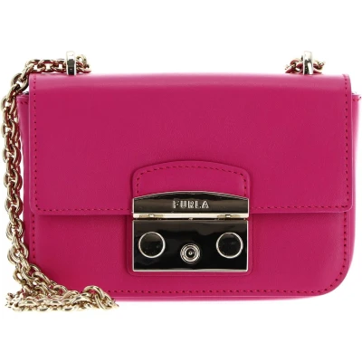 Afbeelding van FURLA Leren Schoudertas Metropolis Mini Crossbody Pop Pink Roze