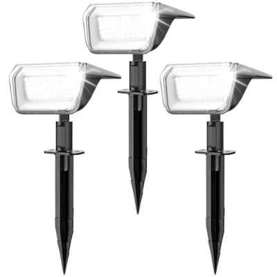 Afbeelding van Linkind 60 led zonnelamp voor buiten, tuin, 800 lumen, 6500 K, daglicht, tuinlamp met laadindicator, 135 graden instelbaar, boomspot S klasse batterij, IP67, weerbestendig, 3 stuks