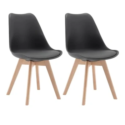 Afbeelding van WOLTU 2 eetkamerstoelen keuken /woonkamerstoelen, design van kunstleer en massief hout, grijs BH29gr